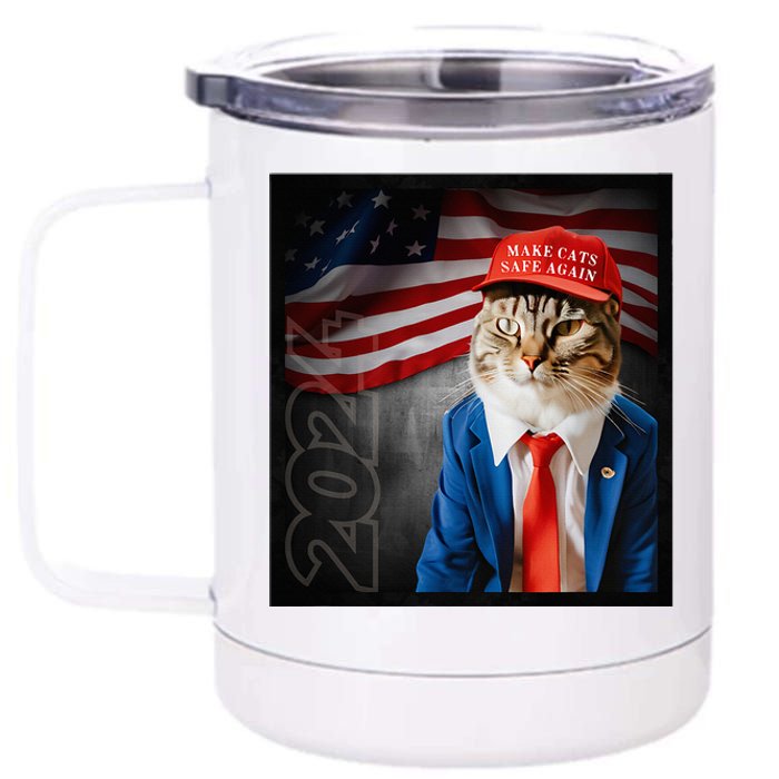 Make Cats Safe Again Usa 2024 12 oz Stainless Steel Tumbler Cup