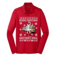 Christmas Vacation, Merry Christmas Shitters Full, Christmas Ugly Silk Touch Performance Long Sleeve Polo