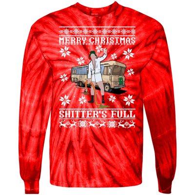 Christmas Vacation, Merry Christmas Shitters Full, Christmas Ugly Tie-Dye Long Sleeve Shirt