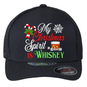 My Christmas Spirit Is Whiskey Funny Holiday Ing Funny Gift Flexfit Unipanel Trucker Cap