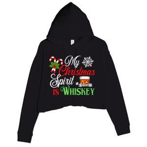 My Christmas Spirit Is Whiskey Funny Holiday Ing Funny Gift Crop Fleece Hoodie