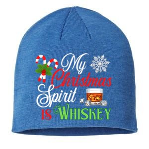 My Christmas Spirit Is Whiskey Funny Holiday Ing Funny Gift Sustainable Beanie