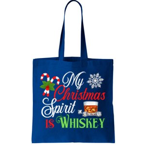 My Christmas Spirit Is Whiskey Funny Holiday Ing Funny Gift Tote Bag