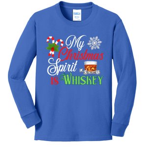 My Christmas Spirit Is Whiskey Funny Holiday Ing Funny Gift Kids Long Sleeve Shirt