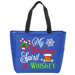 My Christmas Spirit Is Whiskey Funny Holiday Ing Funny Gift Zip Tote Bag