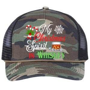 My Christmas Spirit Is Whiskey Funny Holiday Ing Funny Gift Retro Rope Trucker Hat Cap