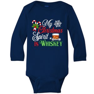 My Christmas Spirit Is Whiskey Funny Holiday Ing Funny Gift Baby Long Sleeve Bodysuit