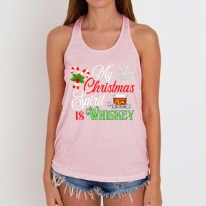 My Christmas Spirit Is Whiskey Funny Holiday Ing Funny Gift Women's Knotted Racerback Tank