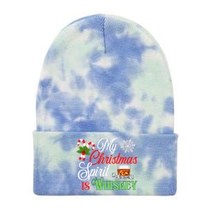 My Christmas Spirit Is Whiskey Funny Holiday Ing Funny Gift Tie Dye 12in Knit Beanie