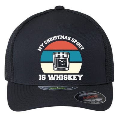 My Christmas Spirit Is Whiskey Liquor Drinker Christmas Flexfit Unipanel Trucker Cap