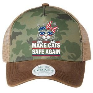 Make Cats Safe Again Funny Cat Lover Usa Flag Legacy Tie Dye Trucker Hat