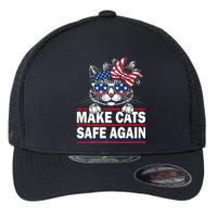 Make Cats Safe Again Funny Cat Lover Usa Flag Flexfit Unipanel Trucker Cap