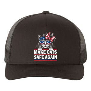 Make Cats Safe Again Funny Cat Lover Usa Flag Yupoong Adult 5-Panel Trucker Hat