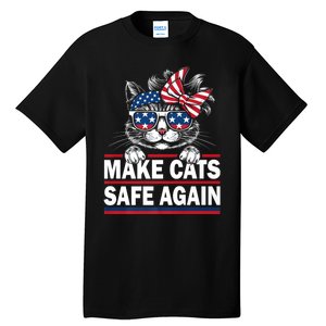 Make Cats Safe Again Funny Cat Lover Usa Flag Tall T-Shirt