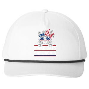 Make Cats Safe Again Funny Cat Lover Usa Flag Snapback Five-Panel Rope Hat