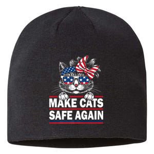 Make Cats Safe Again Funny Cat Lover Usa Flag Sustainable Beanie