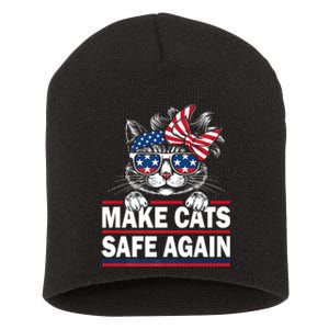 Make Cats Safe Again Funny Cat Lover Usa Flag Short Acrylic Beanie