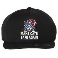 Make Cats Safe Again Funny Cat Lover Usa Flag Wool Snapback Cap