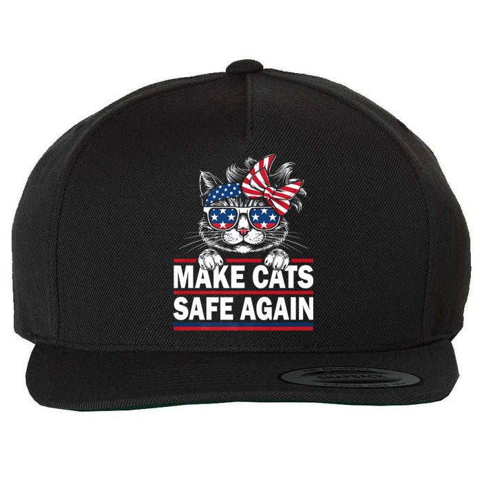 Make Cats Safe Again Funny Cat Lover Usa Flag Wool Snapback Cap