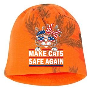 Make Cats Safe Again Funny Cat Lover Usa Flag Kati - Camo Knit Beanie