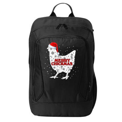 Merry Chickmas Santa Claus Chicken Snow Farmer Xmas Holiday Funny Gift City Backpack