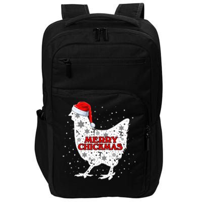 Merry Chickmas Santa Claus Chicken Snow Farmer Xmas Holiday Funny Gift Impact Tech Backpack