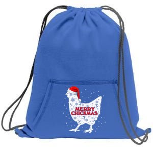 Merry Chickmas Santa Claus Chicken Snow Farmer Xmas Holiday Funny Gift Sweatshirt Cinch Pack Bag