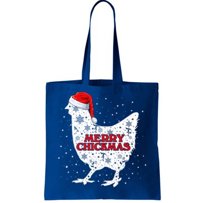 Merry Chickmas Santa Claus Chicken Snow Farmer Xmas Holiday Funny Gift Tote Bag