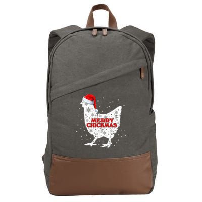 Merry Chickmas Santa Claus Chicken Snow Farmer Xmas Holiday Funny Gift Cotton Canvas Backpack