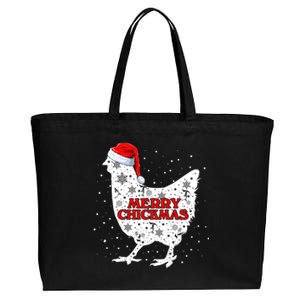 Merry Chickmas Santa Claus Chicken Snow Farmer Xmas Holiday Funny Gift Cotton Canvas Jumbo Tote