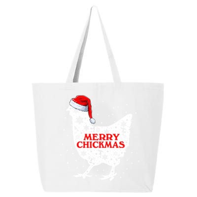 Merry Chickmas Santa Claus Chicken Snow Farmer Xmas Holiday Funny Gift 25L Jumbo Tote