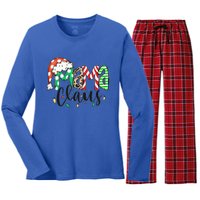 Mama Claus Santa Hat Christmas Mom Winter Holiday Gift Women's Long Sleeve Flannel Pajama Set 