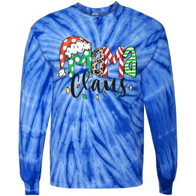 Mama Claus Santa Hat Christmas Mom Winter Holiday Gift Tie-Dye Long Sleeve Shirt