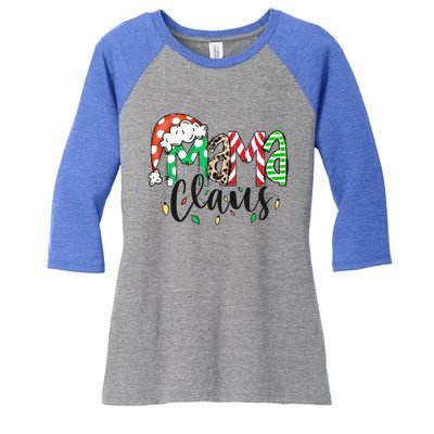 Mama Claus Santa Hat Christmas Mom Winter Holiday Gift Women's Tri-Blend 3/4-Sleeve Raglan Shirt