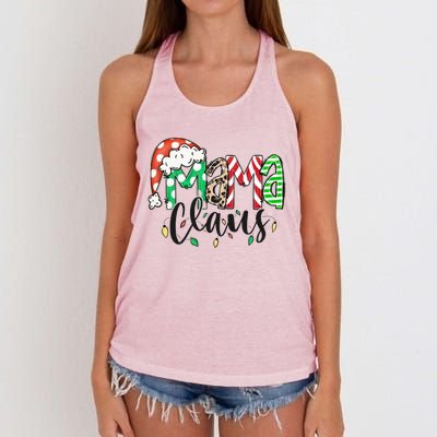 Mama Claus Santa Hat Christmas Mom Winter Holiday Gift Women's Knotted Racerback Tank