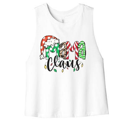 Mama Claus Santa Hat Christmas Mom Winter Holiday Gift Women's Racerback Cropped Tank