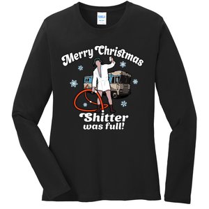 Christmas Vacation Merry Christmas Shitters Full Christmas Ugly Ladies Long Sleeve Shirt