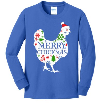 Merry Chickmas Santa Hat Chicken Lovers Christmas Gift Meaningful Gift Kids Long Sleeve Shirt