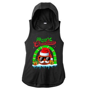 Merry Christmas Santa Ice Hockey Ball Mustache Sunglasses Great Gift Ladies PosiCharge Tri-Blend Wicking Draft Hoodie Tank