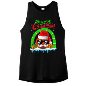 Merry Christmas Santa Ice Hockey Ball Mustache Sunglasses Great Gift Ladies PosiCharge Tri-Blend Wicking Tank