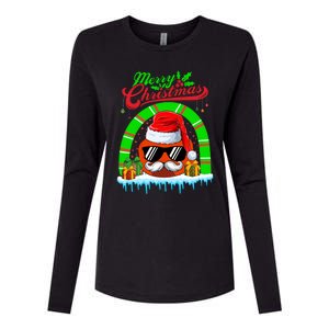 Merry Christmas Santa Ice Hockey Ball Mustache Sunglasses Great Gift Womens Cotton Relaxed Long Sleeve T-Shirt