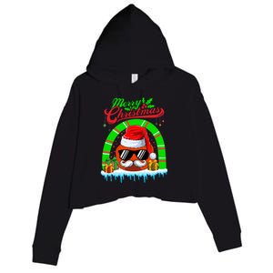 Merry Christmas Santa Ice Hockey Ball Mustache Sunglasses Great Gift Crop Fleece Hoodie