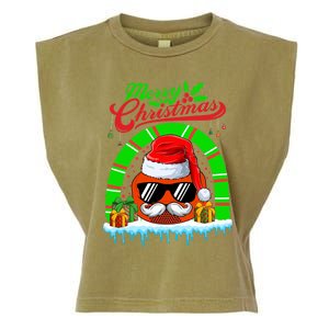 Merry Christmas Santa Ice Hockey Ball Mustache Sunglasses Great Gift Garment-Dyed Women's Muscle Tee