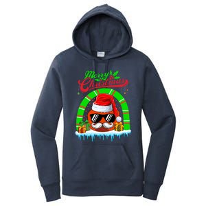 Merry Christmas Santa Ice Hockey Ball Mustache Sunglasses Great Gift Women's Pullover Hoodie