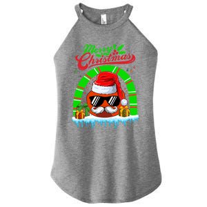 Merry Christmas Santa Ice Hockey Ball Mustache Sunglasses Great Gift Women's Perfect Tri Rocker Tank