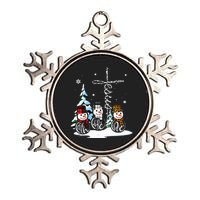 Merry Christmas Snowmen Faith Hope Love Christmas Metallic Star Ornament