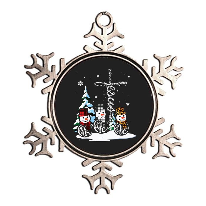 Merry Christmas Snowmen Faith Hope Love Christmas Metallic Star Ornament