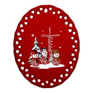 Merry Christmas Snowmen Faith Hope Love Christmas Ceramic Oval Ornament