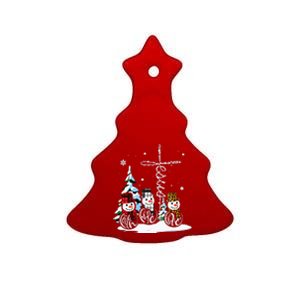 Merry Christmas Snowmen Faith Hope Love Christmas Ceramic Tree Ornament