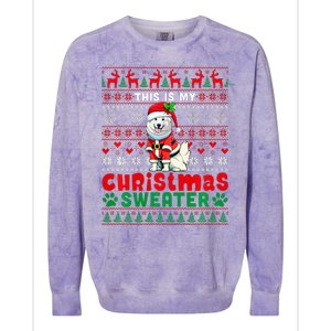 My Christmas Sweater Costume Santa Samoyed Lover Owner Colorblast Crewneck Sweatshirt